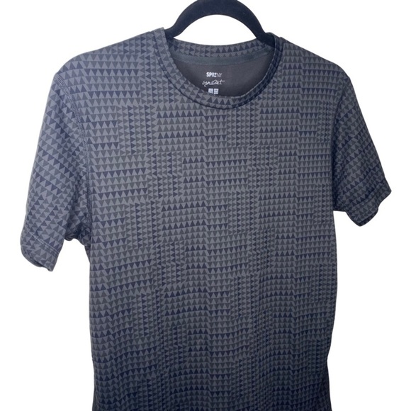 𝅺uniqlo Patterned SS Athletic Shirt Dry-Ex - Blk/Gray - S - Picture 3 of 8